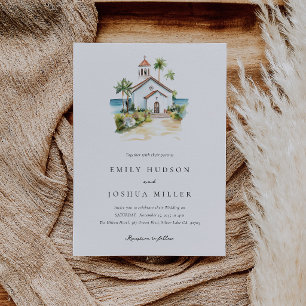 Invitación Iglesia Católica Boda Tropical