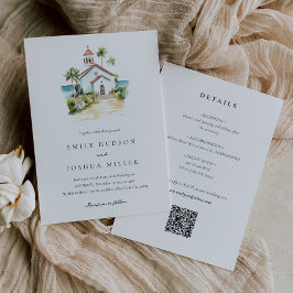 Invitación Iglesia Católica Tropical Todo en Uno Boda
