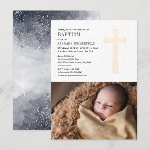 Invitación Iglesia Cristiana Bautizo Foto de Bebé Religioso