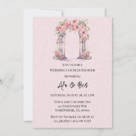 Invitación Iglesia de Arco Floral Rosa Boda Ducha Parejas