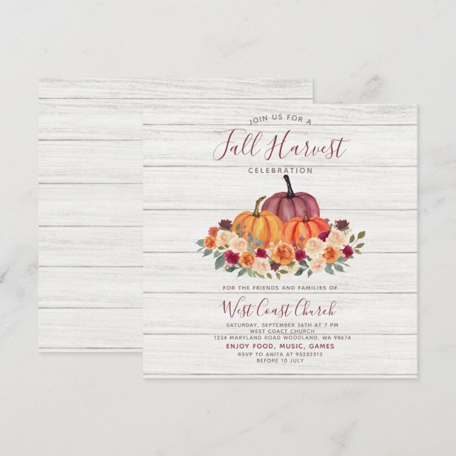 Invitación Iglesia de la comunidad de Fall Harvest Fiesta Pic (Anverso / Reverso)