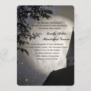 Invitación Iglesia de la Luna de la Noche Boda católico