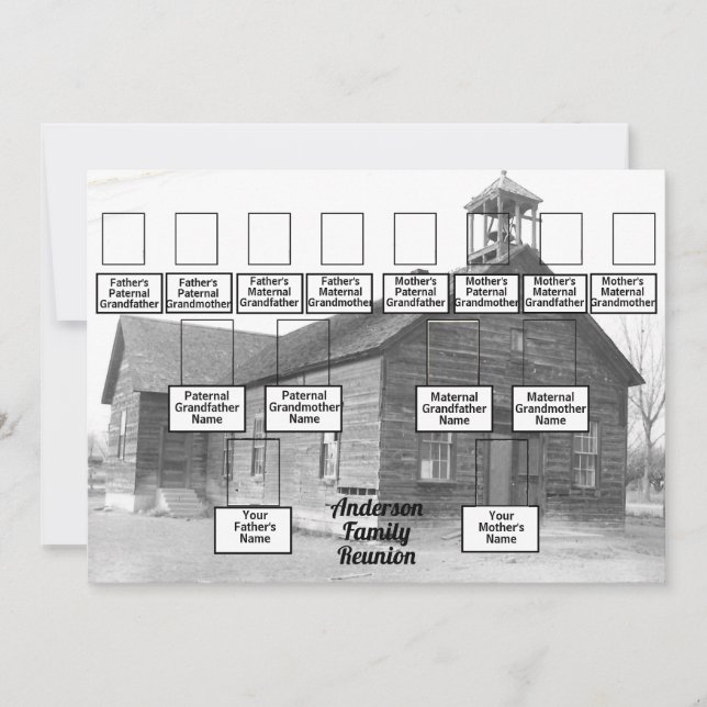 Invitación Iglesia de la vieja madera de árbol de la familia  (Anverso)