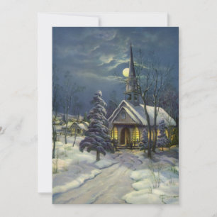 Invitación Iglesia de Navidad Vintage bajo la Luz de la Luna
