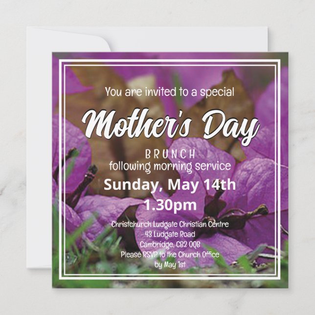 Invitación Iglesia del DÍA DE LA MADRE floral BRUNCH (Anverso)