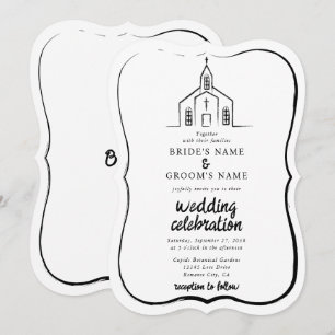 Invitación Iglesia Dibujada a Mano Tradicional Caprichosa Bod