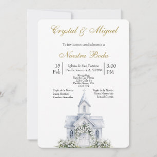 Invitación Iglesia floral boda española  