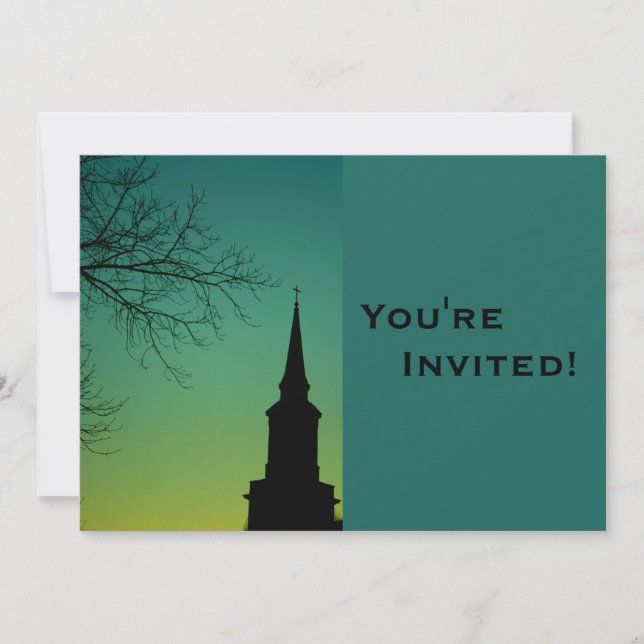 Invitación Iglesia personalizada Bautismo de acero (Anverso)