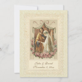 Invitación Iglesia/Recepción de Bodas Vintage Católica