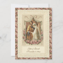 Invitación Iglesia/Recepción de Bodas Vintage Católica