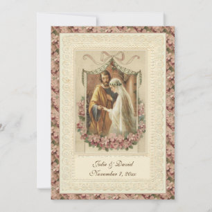Invitación Iglesia/Recepción de Bodas Vintage Católica