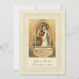 Invitación Iglesia/Recepción de Bodas Vintage Católica