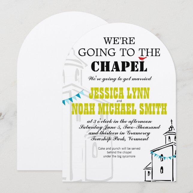 Invitación Iglesia religiosa Vamos al Boda de la Capilla (Anverso / Reverso)