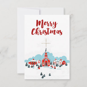 Invitación Iglesia Roja con Escena Navideña de Estrella