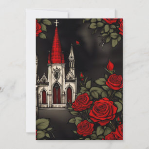 Invitación Iglesia Roja y Rosas Boda de Elegancia Gótica
