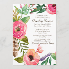 Invitación II a la ducha de novias con flores y pl