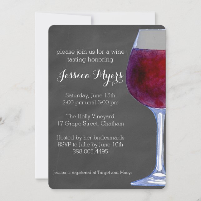 Invitación II a la Fiesta del Vino de Chalkboard (Anverso)