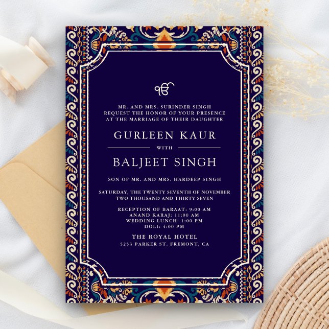Invitación Ikat Anand Karaj Sikh Boda (Subido por el creador)