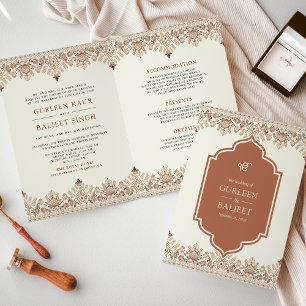 Invitación Ikat Border Todo en Uno Anand Karaj Boda Sikh