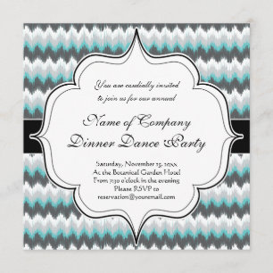 Invitación Ikat Chevron Zig Zags Verde Tribal Elegante