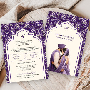 Invitación Ikat Punjabi Anand Karaj Sikh Boda