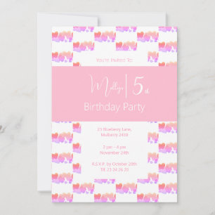 Invitación illusima Arcoíris Rosa Naranja Amor Corazones Cump