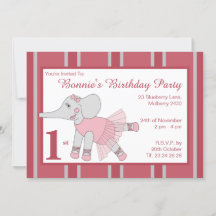 illusima Ballerina Elephant Chicas Maroon Cumpleañ