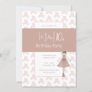 Invitación illusima Ballerina Pink Fairy 10 cumpleaños