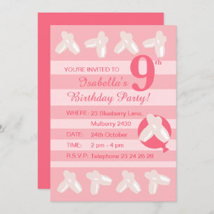 Invitación illusima Ballerina Shoes Chicas Pink Birthday