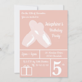 Invitación illusima Ballerina Shoes Cumpleaños Rosa