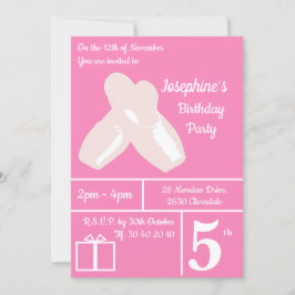 Invitación illusima Ballerina Shoes Dark Pink Birthday