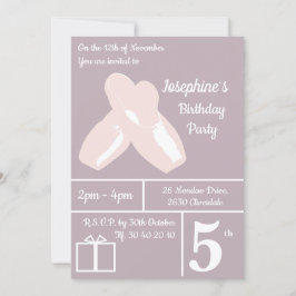 Invitación illusima Ballerina Shoes Mauve Cumpleaños