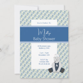 Invitación illusima Blue Floral Sailor Rhino Baby Shower