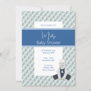 Invitación illusima Blue Floral Sailor Rhino Baby Shower