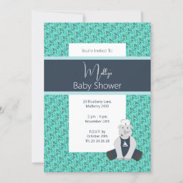 Invitación illusima Blue Floral Sailor Rhino Baby Shower