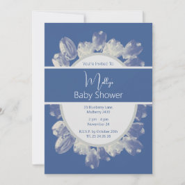 Invitación illusima Boho Blue Cream Tulips Baby Shower