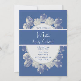 Invitación illusima Boho Blue Cream Tulips Baby Shower