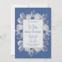 Invitación illusima Boho Blue Tulips Bouquet Baby Shower