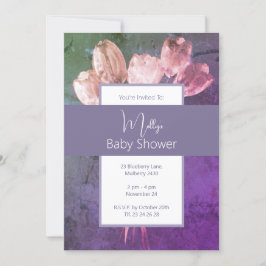 Invitación illusima Boho Watercolor Tulips Baby Shower