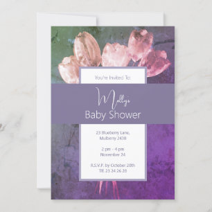 Invitación illusima Boho Watercolor Tulips Baby Shower
