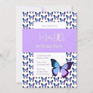 Invitación illusima Butterfly Pattern 10 cumpleaños