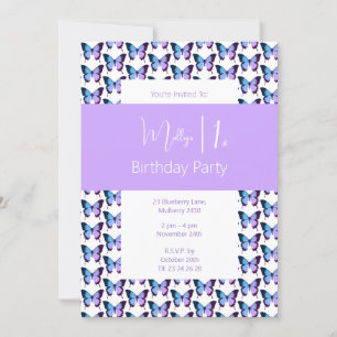 Invitación Illusima Butterfly Pattern Purple 1º cumpleaños