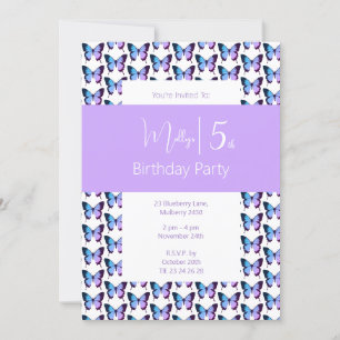 Invitación Illusima Butterfly Pattern Purple 5º cumpleaños