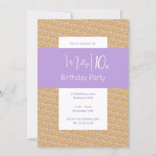 Invitación illusima Chicas morados de flores amarillo morado