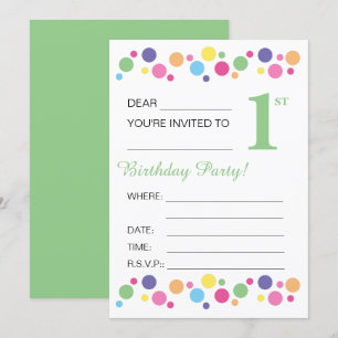 Invitación illusima Circles, Green Back, primer Fiesta de cum
