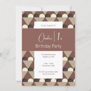 Invitación illusima Dark Chococolate Icecream 1er cumpleaños