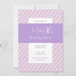 Invitación illusima flores moradas adolescentes 16 cumpleaños