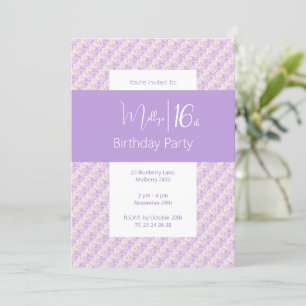 Invitación illusima flores moradas adolescentes 16 cumpleaños
