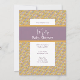 Invitación illusima Golden Purple Floral Baby Shower