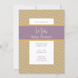Invitación illusima Golden Purple Floral Baby Shower